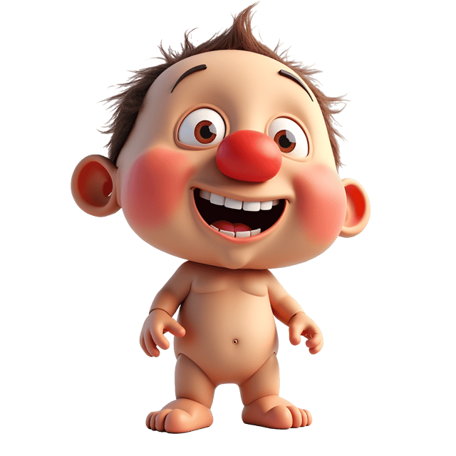 Free transparent PNG: Funny Humanoid with Oversized Head and Red Nose Illustration