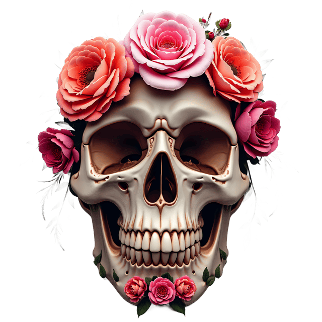 Free transparent PNG: Skull Flower Arrangement PNG with Transparent Background for Decorative Use