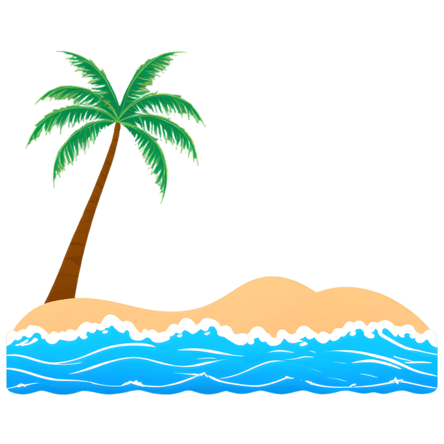 Free transparent PNG: Palm Tree-Lined Shore with Rolling Waves PNG Transparent Background