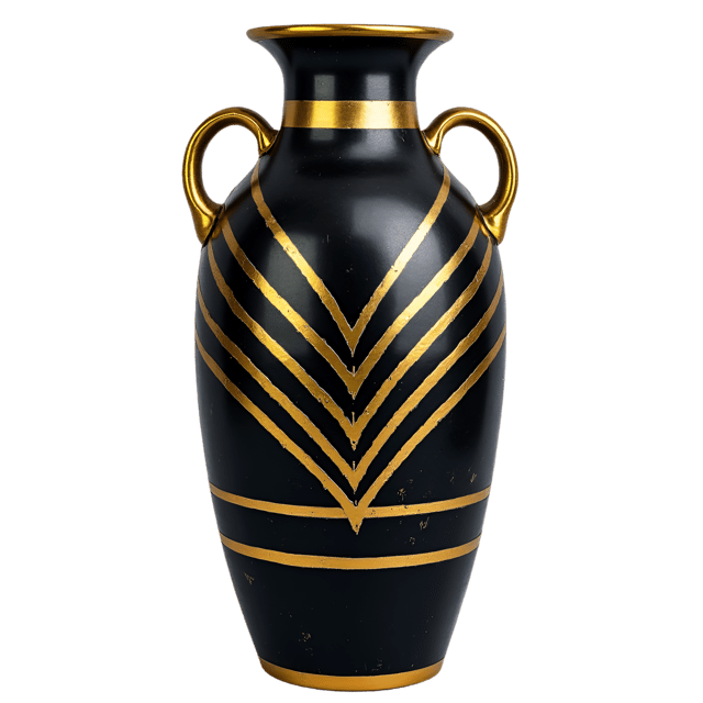 Free transparent PNG: Black and Gold Art Deco Vase  Elegant Geometric Design Clipart, free download png