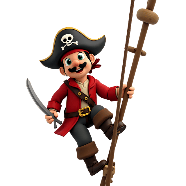Free transparent PNG: Pirate Climbing the Mast PNG  Adventure Clipart for Kids  Party Themes
