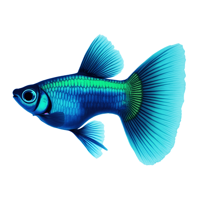 Free transparent PNG: Luminous Neon Guppy Fish PNG Clipart with Electric Blue and Green Hues