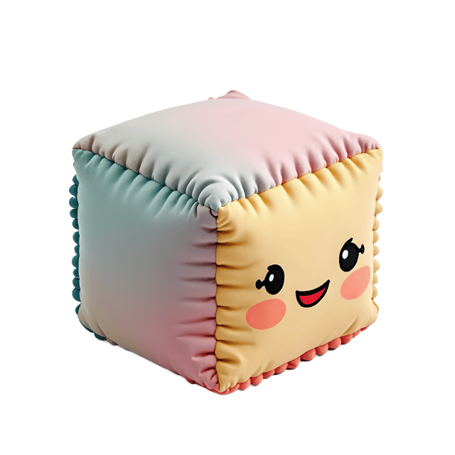 Free transparent PNG: Soft Pastel Fabric Cube with Cheerful Embroidery