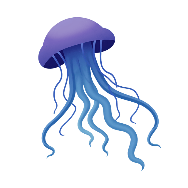 Free transparent PNG: Blue and Purple Jellyfish PNG with Transparent Background for Art and Design