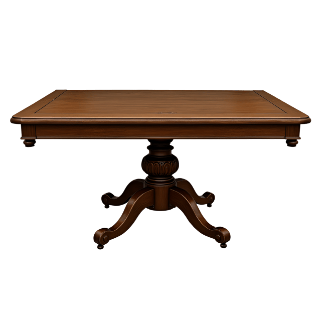 Free transparent PNG: Antique Oak Dining Table Clipart with Carved Legs and Rich Brown Finish