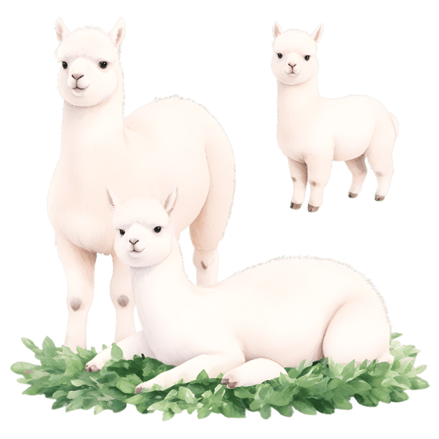 Free transparent PNG: Adorable Alpacas Nibbling Greenery PNG Transparent Background