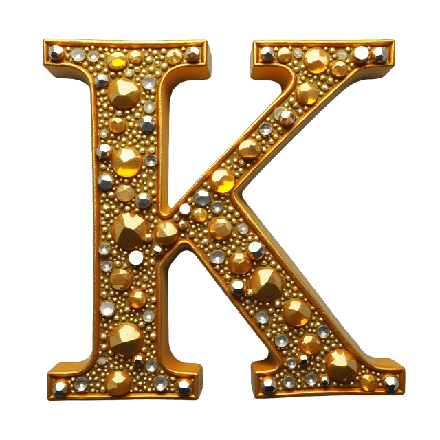 Free transparent PNG: Luxurious Gold Letter K with Swarovski Crystals PNG Decorative Design