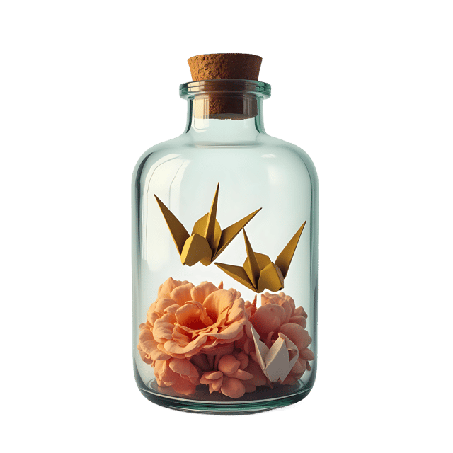 Free transparent PNG: Origami Cranes in a Bottle PNG Clipart  Perfect for Crafts, Decor  Design Projects