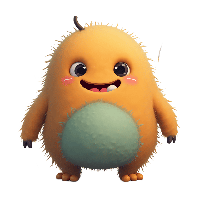 Free transparent PNG: Cute Squishy Monster PNG with Fluffy Texture and Bright Eyes for Fun and Whimsical Designs