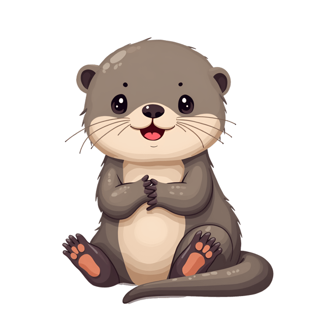 Free transparent PNG: Cute Baby Otter PNG Clipart with Soft Gray-Brown Fur