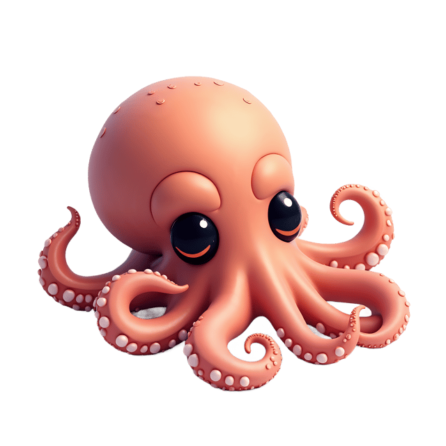Free transparent PNG: Tender Baby Octopus PNG with Soft Tentacles and Big Eyes for Underwater Imagery