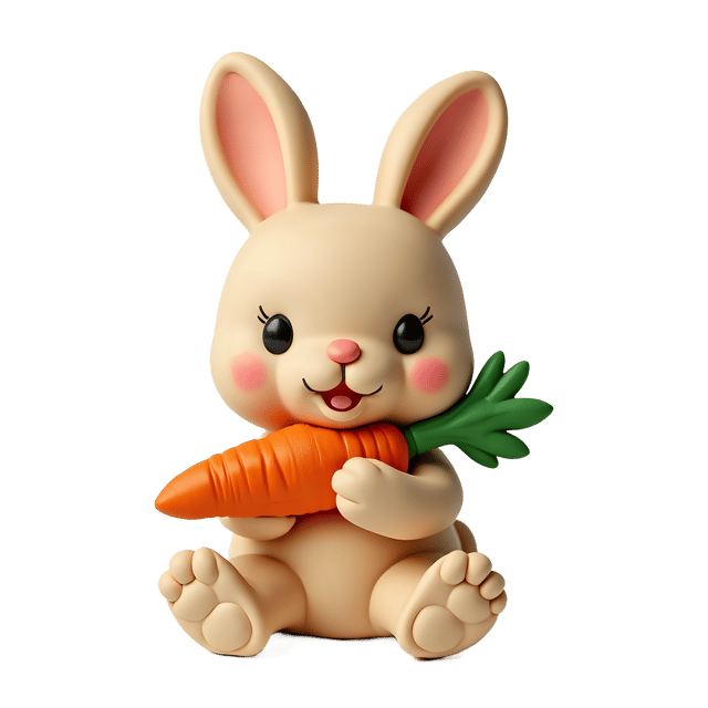 Free transparent PNG: Clay Bunny with Carrot PNG - Adorable Ceramic Rabbit Design for Easter and Spring Crafts