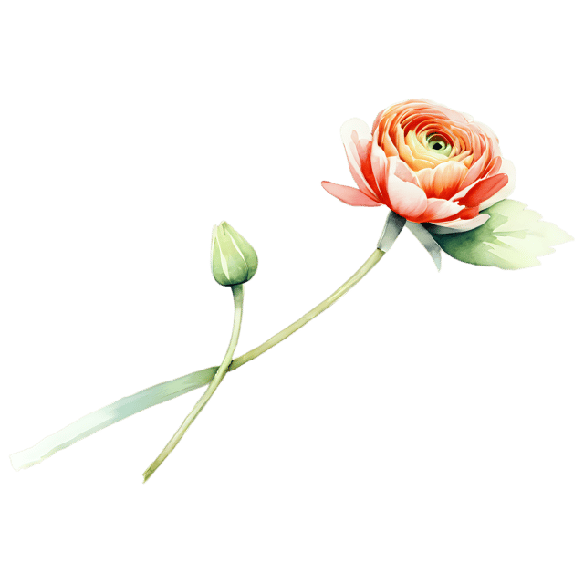 Free transparent PNG: Transparent Watercolor Ranunculus Illustration - Delicate Flower Clipart