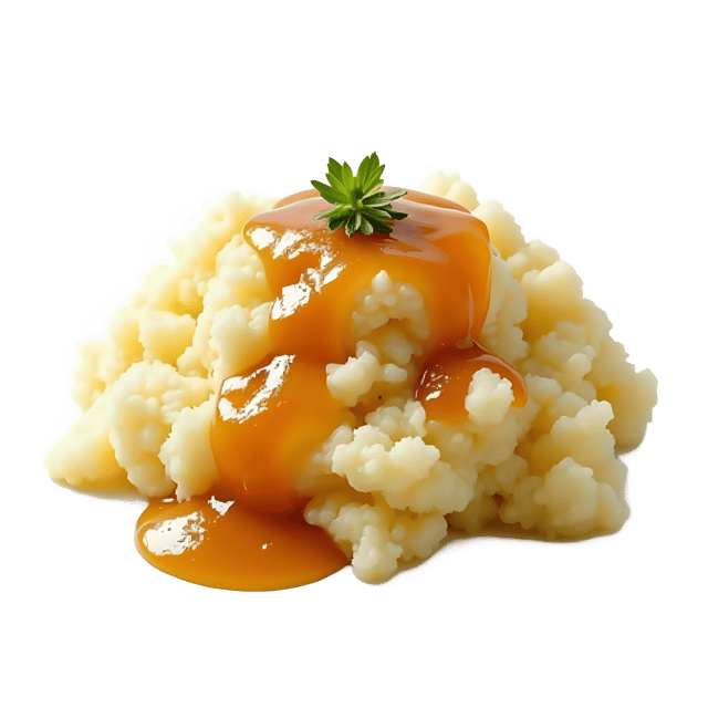 Free transparent PNG: Mashed Potatoes with Gravy PNG Clipart  Perfect for Comfort Food Themes and Design Projects