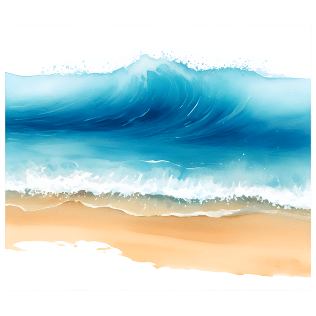 Free transparent PNG: Golden Sands and Ocean Waves PNG Transparent Background for Coastal Art