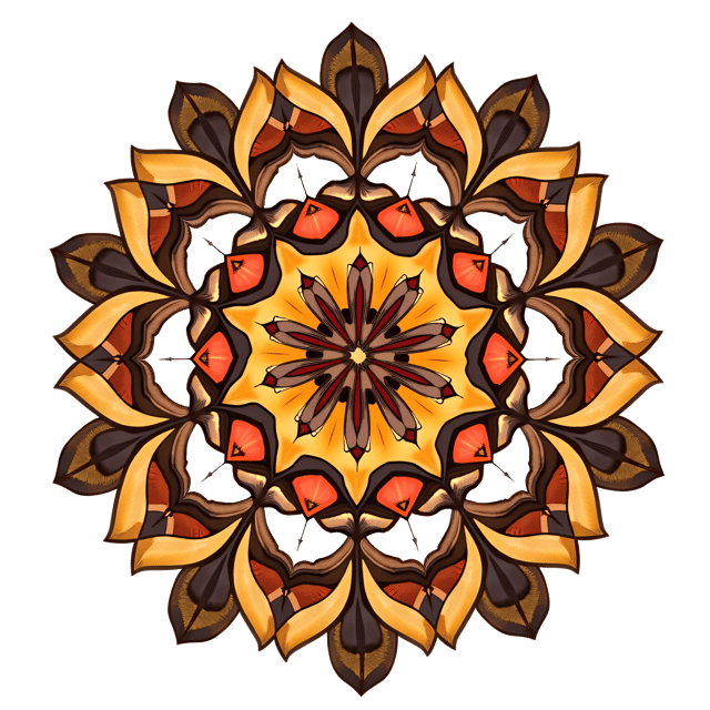 Free transparent PNG: Geometric Symmetrical Mandala Clipart in Earthy Tones with Interconnected Patterns
