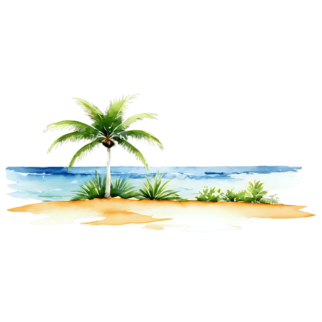Free transparent PNG: Tropical Landscape Watercolor Illustration – Transparent PNG for Decor & Crafts