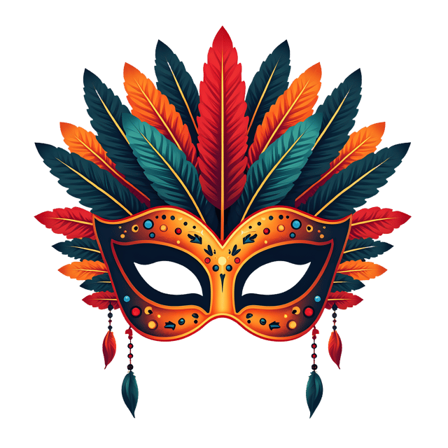 Free transparent PNG: Colorful Feather Mask PNG with Transparent Background for Vibrant Imagery