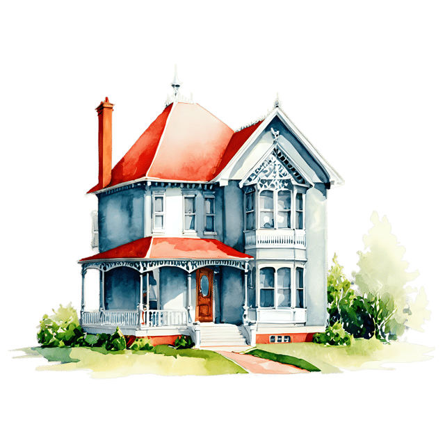 Free transparent PNG: Victorian House Watercolor Illustration – Transparent PNG for Architecture and Decor