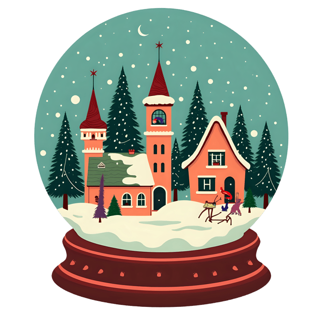 Free transparent PNG: Cozy Village in Snow Globe PNG Design