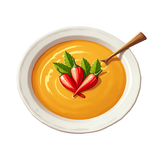 Free transparent PNG: Coconut Curry Soup with Chili Garnish  Free PNG Download for Food Bloggers and Recipe Creators