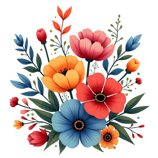 Free transparent PNG: Boho Colorful Flowers  Decorative Clipart, free png download