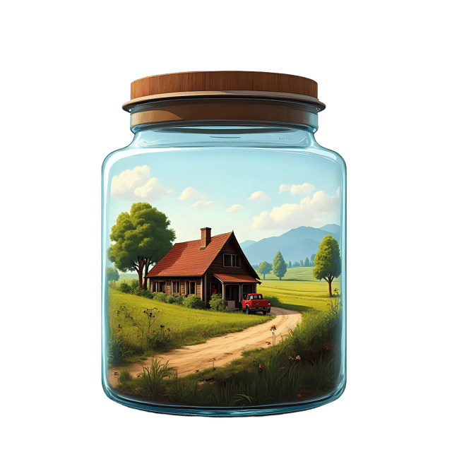 Free transparent PNG: Rural Farmstead Inside a Jar Transparent PNG