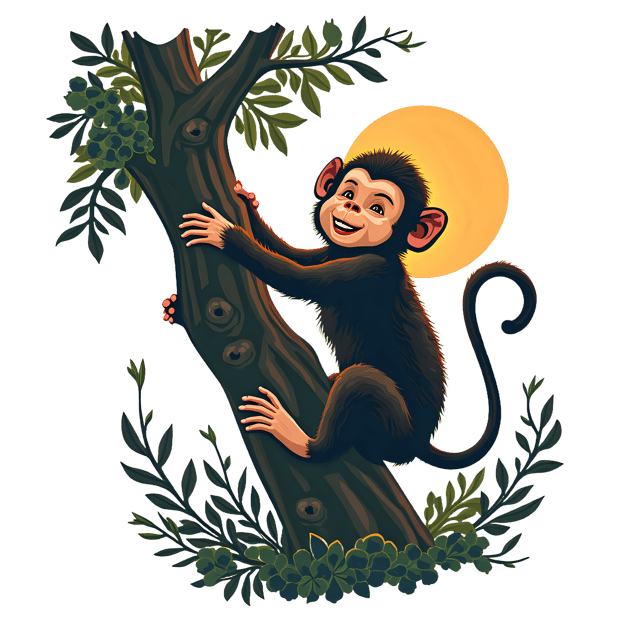 Free transparent PNG: Mischievous Monkey Climbing Tree PNG Transparent Background