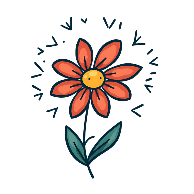 Free transparent PNG: Doodle Flower with Feather Shapes  Unique Clipart Design, Free PNG Download