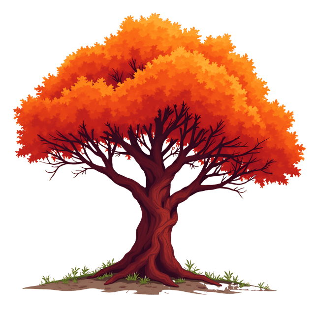 Free transparent PNG: Fiery Gumbo-Limbo Tree with Red Trunk and Peeling Bark - Beautiful Illustration Clipart