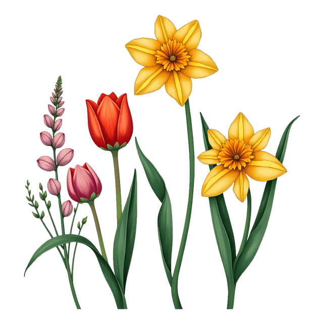 Free transparent PNG: Tulip, Daffodil, and Lily PNG Clipart  Beautiful Spring Flowers for Design and Crafts