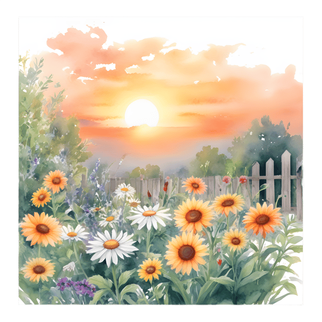 Free transparent PNG: Sunset Blooming Garden PNG with Transparent Background for Nature and Decor