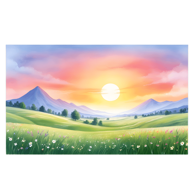 Free transparent PNG: Colorful Sunset Over Endless Meadows Transparent PNG Background for Nature and Landscape Art