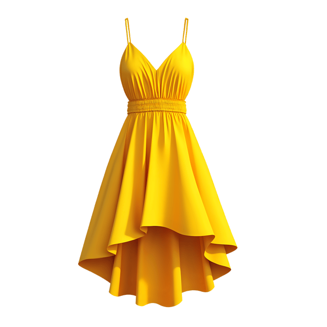 Free transparent PNG: Vibrant Yellow Asymmetrical Hem Sundress PNG for Fashion and Design