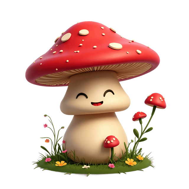 Free transparent PNG: Whimsical Red Mushroom with Hat PNG Illustration