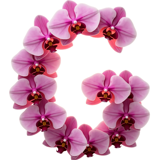 Free transparent PNG: Glowing Orchids Spelling G in Artistic Style PNG