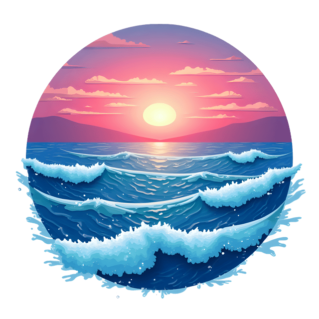 Free transparent PNG: Cerulean Ocean Sunset PNG with Frothy Whitecaps