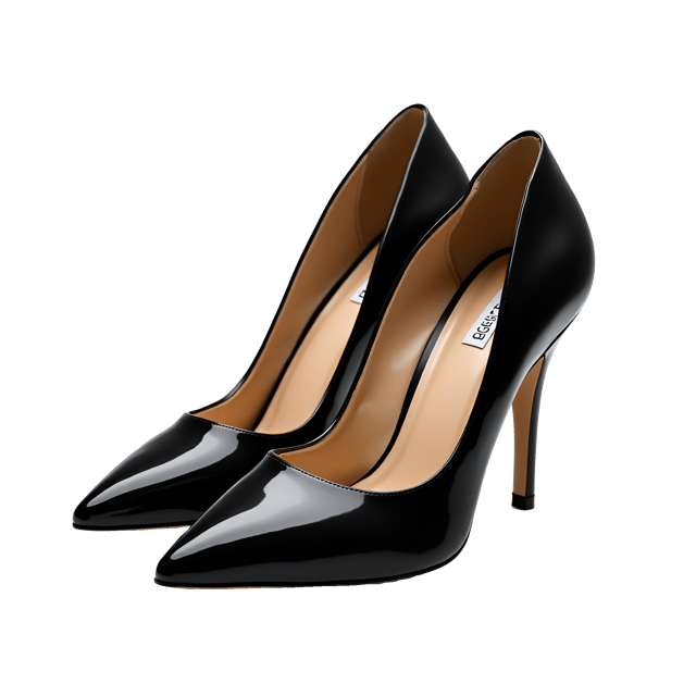 Free transparent PNG: Chic Black Heels with Pointed Toes and Low Stiletto Heels - Realistic White Background Illustration