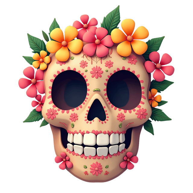 Free transparent PNG: Floral Skull Arrangement PNG for Artistic and Decorative Use