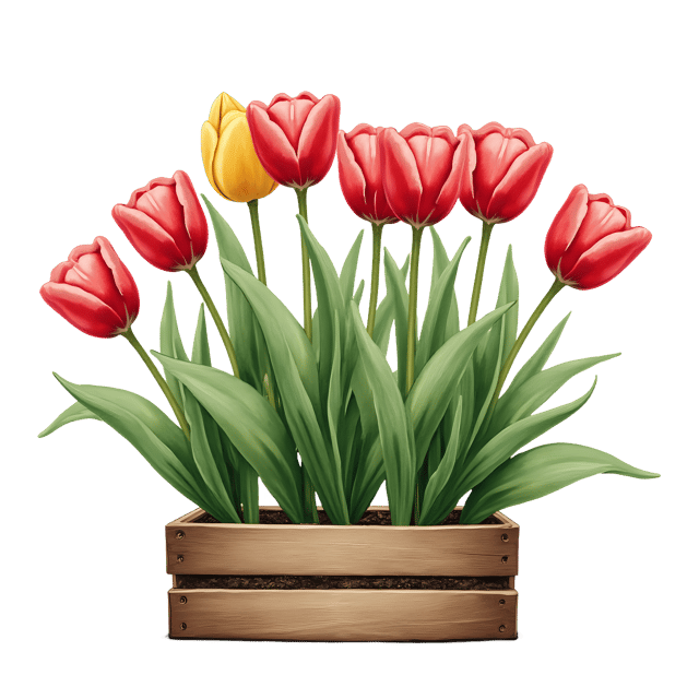 Free transparent PNG: Tulips in Wooden Box Transparent PNG