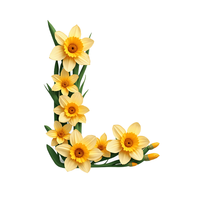 Free transparent PNG: Delicate Narcissus 'L' Shape with Golden Centers PNG