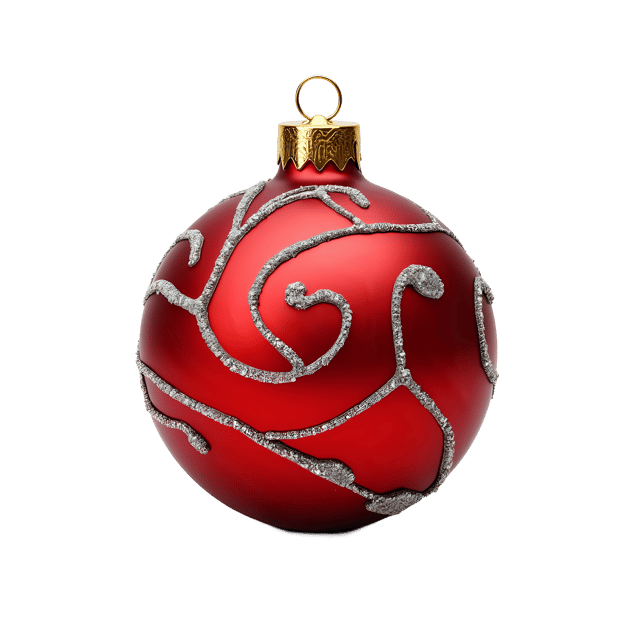 Free transparent PNG: Red Glass Ornament with Silver Swirl  Christmas Clipart, free transparent png download