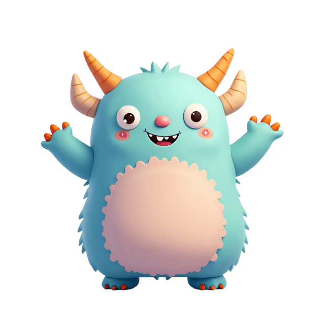Free transparent PNG: Fuzzy Monster Doll PNG with Transparent Background for Calming Pastel Decor