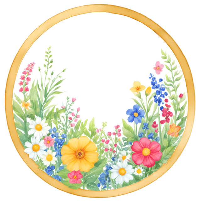 Free transparent PNG: Vibrant Garden Enclosed in Golden Ring Transparent PNG Design
