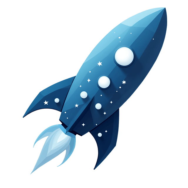 Free transparent PNG: Blue Spaceship with White Stars and Arrowhead Design - Realistic Illustration
