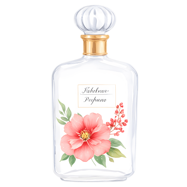 Free transparent PNG: Flowery Perfume Bottle PNG with Transparent Background for Creative Use