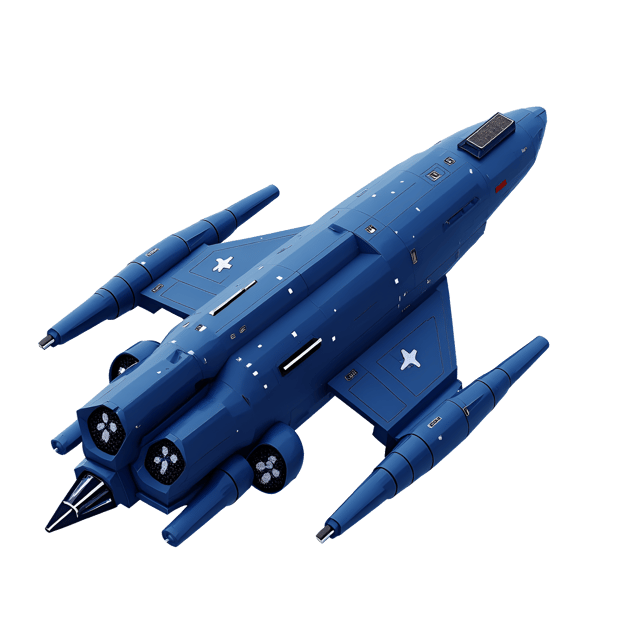 Free transparent PNG: Indigo Spaceship with White Stars - Realistic Digital Art on White Background