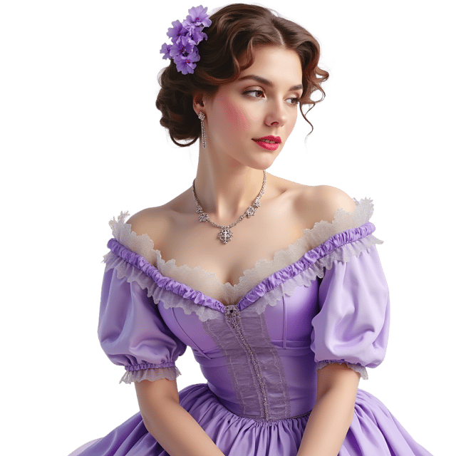 Free transparent PNG: Victorian Woman Portrait  Lavender Silk Gown Clipart, free png download