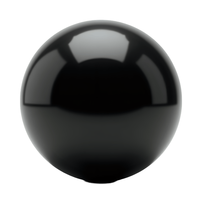 Free transparent PNG: Sleek Black 3D Sphere with Metallic Sheen and Soft Glow on Transparent Background