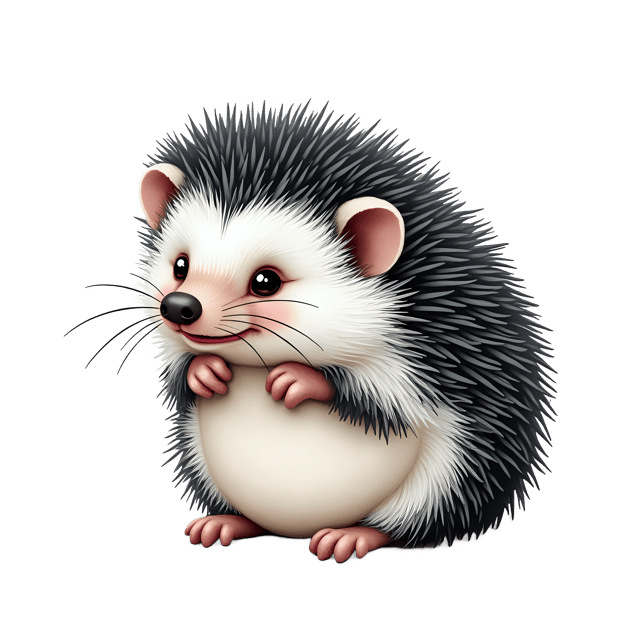 Free transparent PNG: Lovable Black-and-White Hedgehog PNG with Transparent Background for Art and Crafts